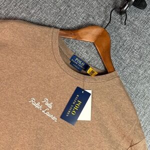 Mens Polo Ralph Lauren T-Shirt Size S Brown Script Logo Classic Fit-NWT